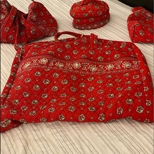 Vintage Vera Bradley Red Bandana Print Overnight Luggage Set